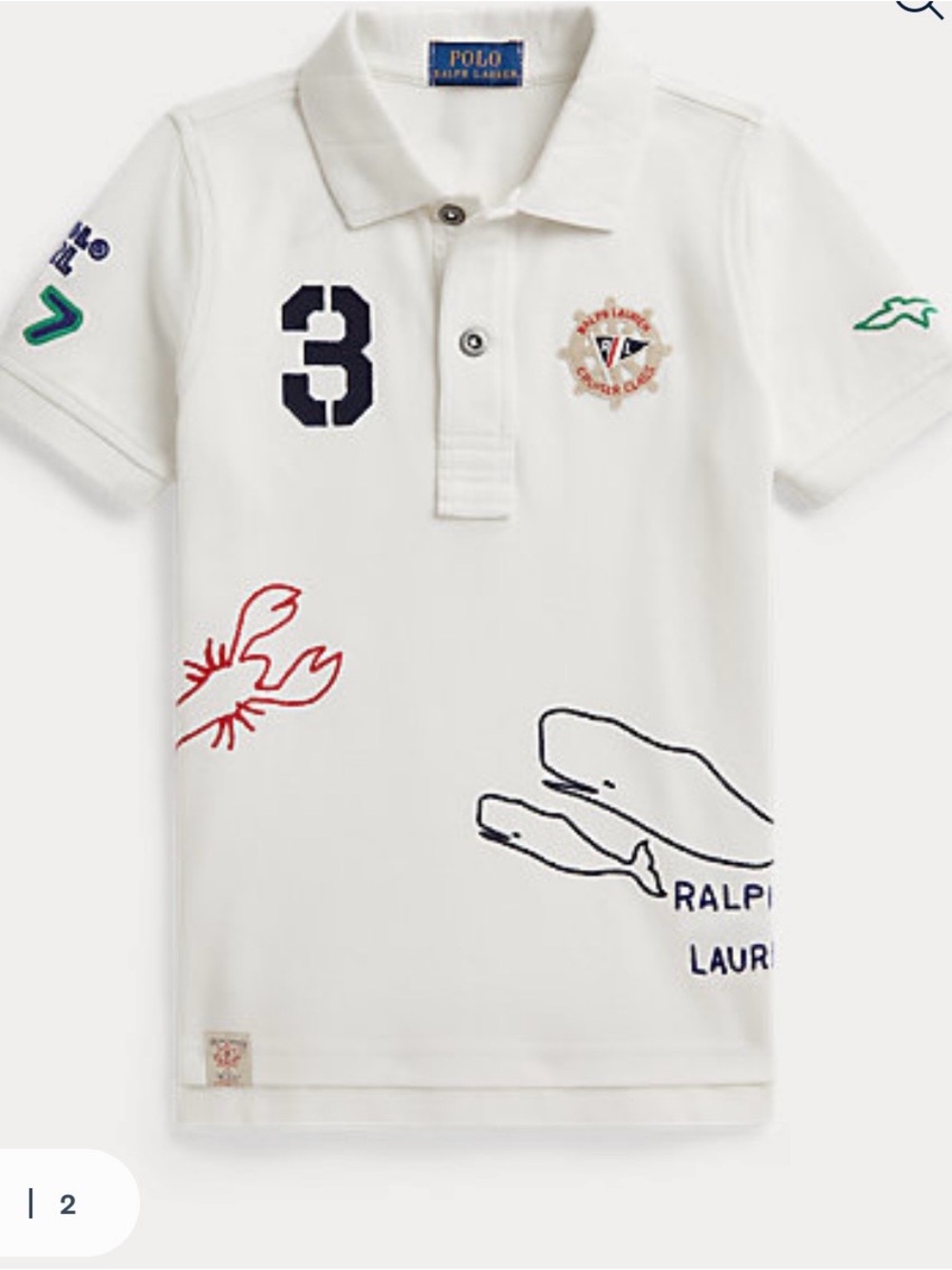 NWOT Ralph Lauren White Kids Polo with Nautical Embroidery and joggers